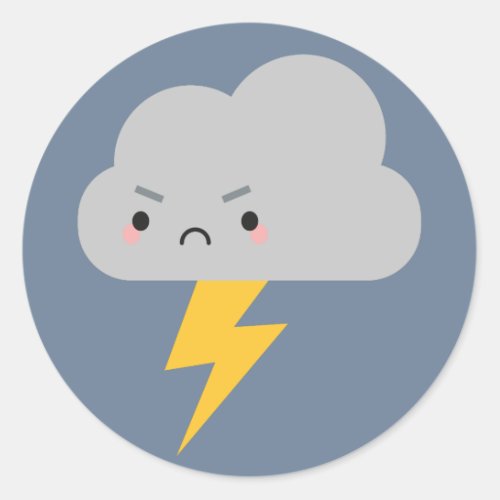 Kawaii Thunder  Lightning Cloud Classic Round Sticker