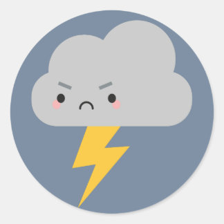 Kawaii Thunder & Lightning Cloud Classic Round Sticker