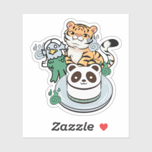 Kawaii Tiger, Amabie Yokai & Panda Cake Sticker