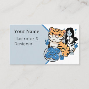 Kawaii Tiger and Yuki-Onna Ghost Donuts Business Card