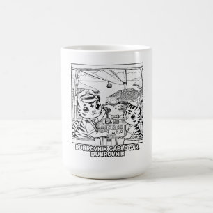 Kawaii Tiger Cable Car Dubrovnik - Cute Cartoon Coffee Mug