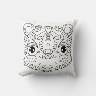Kawaii Tiger Face Throw Pillow