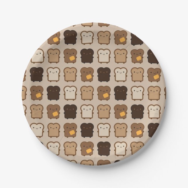 Kawaii Toast Paper Plates (Front)