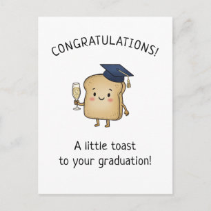 Kawaii Toast Pun New Grad Graduation Greeting Holiday Postcard