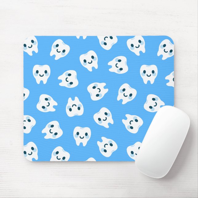 Kawaii Tooth Character Pattern Mouse Pad (With Mouse)