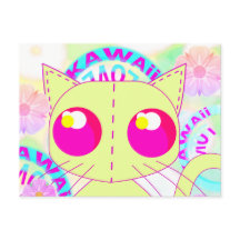 Kawaii toy cat yellow anime illustration