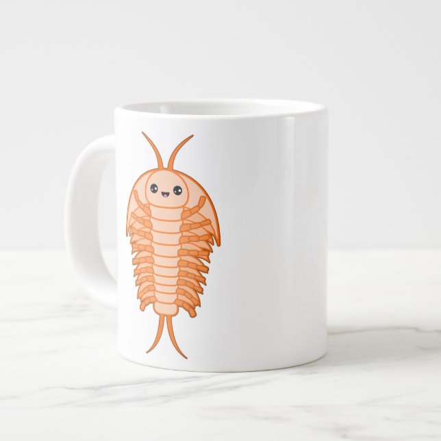 Kawaii trilobite giant coffee mug (Front Left)
