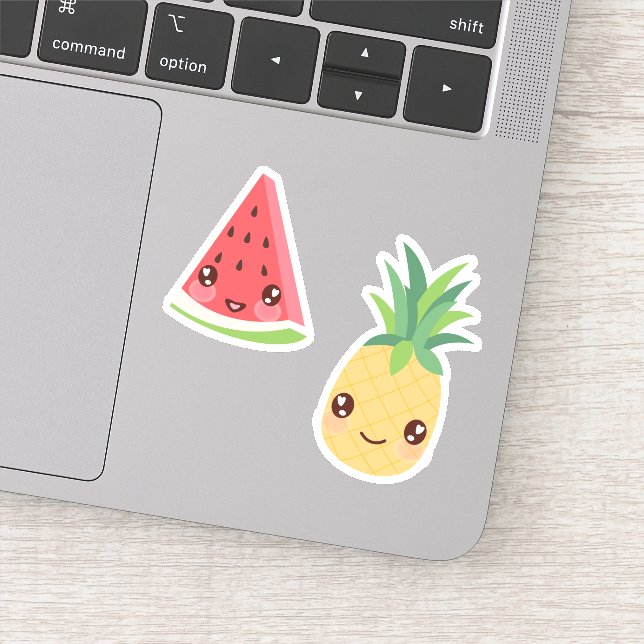 Kawaii Tropical Fruit Duo | Watermelon & Pineapple Sticker (Detail)