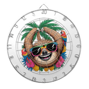 Kawaii Tropical Sloth – Cute Summer Vibes Rainbow  Dart Board