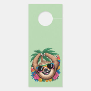 Kawaii Tropical Sloth – Cute Summer Vibes Rainbow Door Hanger