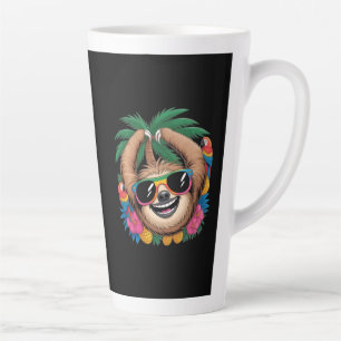 Kawaii Tropical Sloth – Cute Summer Vibes Rainbow Latte Mug