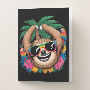 Kawaii Tropical Sloth – Cute Summer Vibes Rainbow Pocket Folder