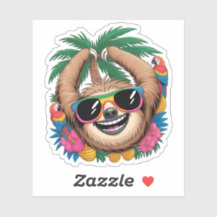 Kawaii Tropical Sloth – Cute Summer Vibes Rainbow Sticker