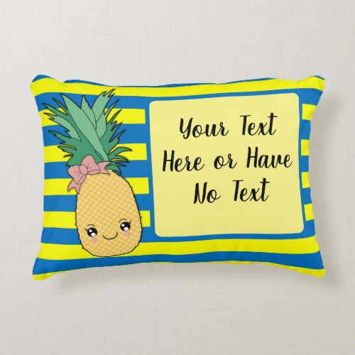 Kawaii Tropical Summer Pineapple Fruit Food Themed Accent Pillow