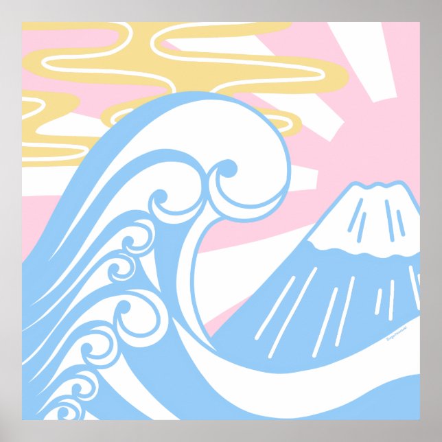 Kawaii Ukiyoe in Pastel Colors Poster (Front)