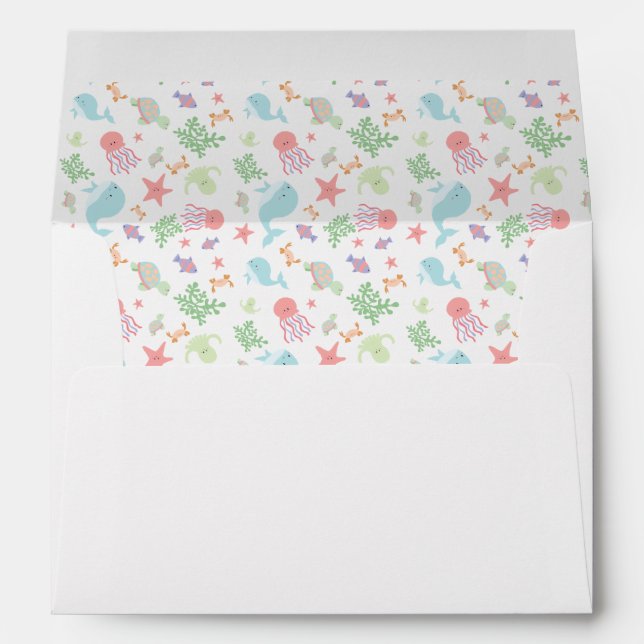 Kawaii Under the Sea Baby Shower Neutral Pastel   Envelope (Back (Bottom))