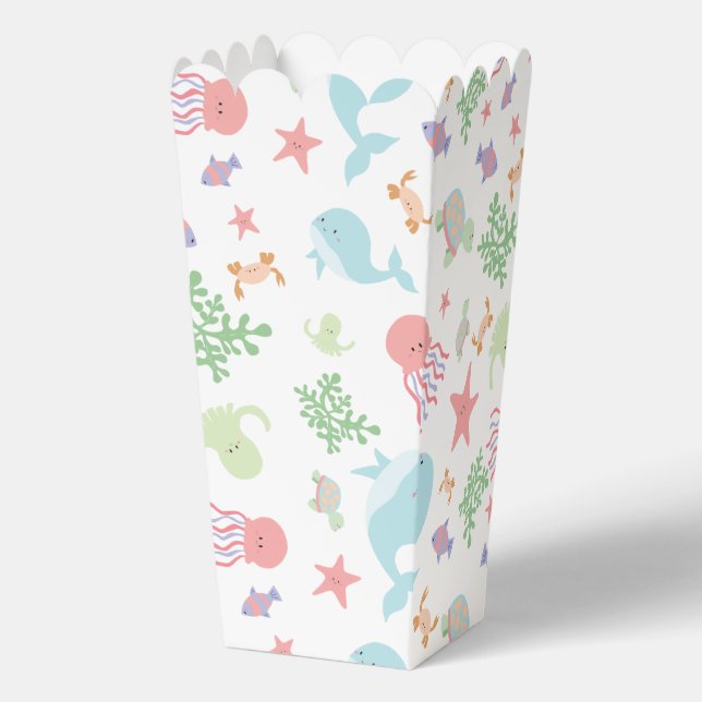 Kawaii Under the Sea Baby Shower Neutral Pastel  Favor Boxes (Front)
