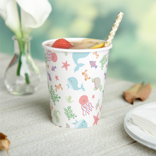 Kawaii Under the Sea Baby Shower Neutral Pastel  Paper Cups