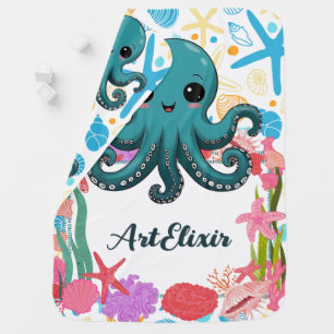 Kawaii Under the Sea Octopus Baby Blanket