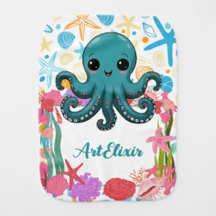 Kawaii Under the Sea Octopus Baby Burp Cloth