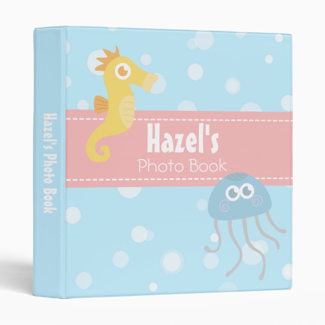 Kawaii Underwater Theme Baby Photo Album 3 Ring Binder (Front/Spine)