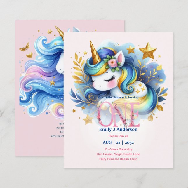 Kawaii Unicorn 1st Birthday Fairytale Birthday (Front/Back)