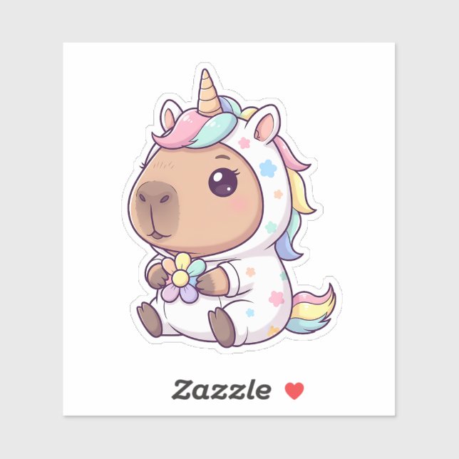 Kawaii Unicorn Capybara Sticker (Sheet)