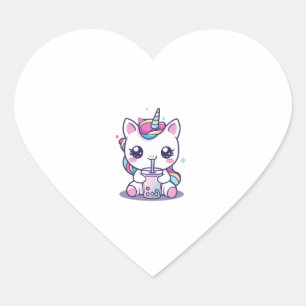 Kawaii Unicorn eating Ramen Noodle Soup Cute Graph Heart Sticker