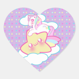Kawaii Unicorn Heart Sticker