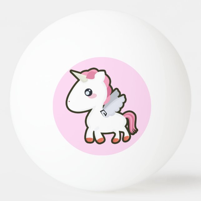 Kawaii Unicorn Ping Pong Ball (Front)