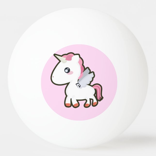 Kawaii Unicorn Ping Pong Ball (Front)
