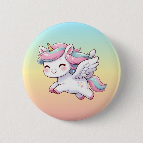 Kawaii Unicorn Rainbow Color Pin Button