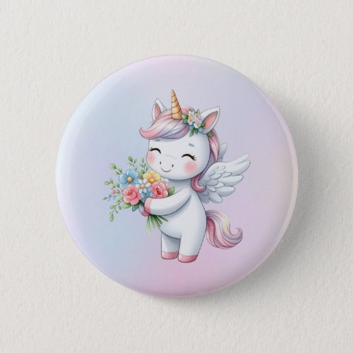 Kawaii Unicorn Rainbow Color Pin Button