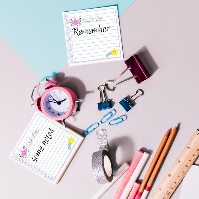 Kawaii unicorn & rainbow shooting star 3"x"3 post-it notes (Creator Uploaded)