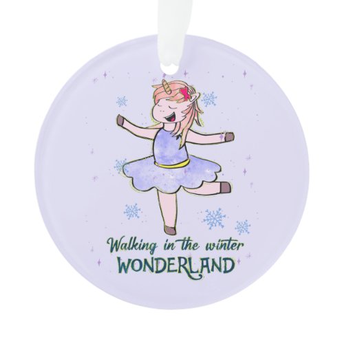 Kawaii Unicorn | Walking during Winter Ornament
