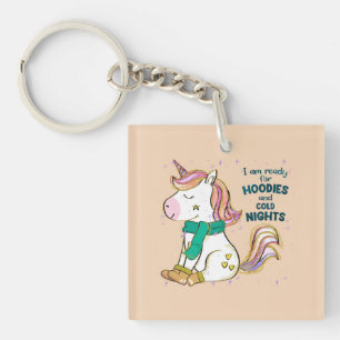 Kawaii Unicorn   Winter and Hoodies Keychain