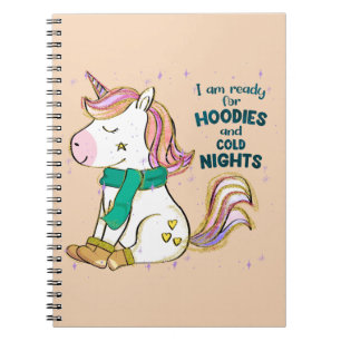 Kawaii Unicorn   Winter and Hoodies Notebook