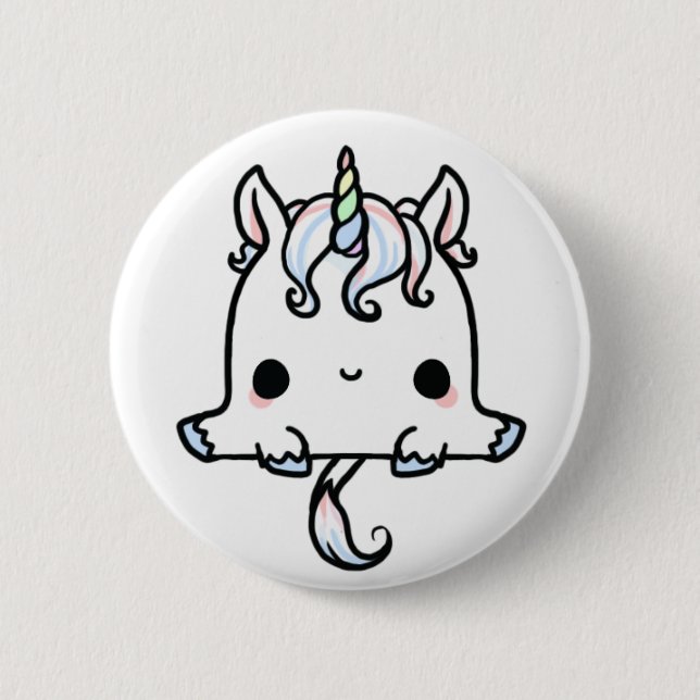 Kawaii Unicorn (You change the Background!) Pinback Button (Front)