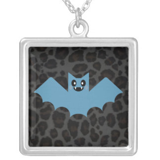 Kawaii Vampire Bat Black Leopard Print Necklace