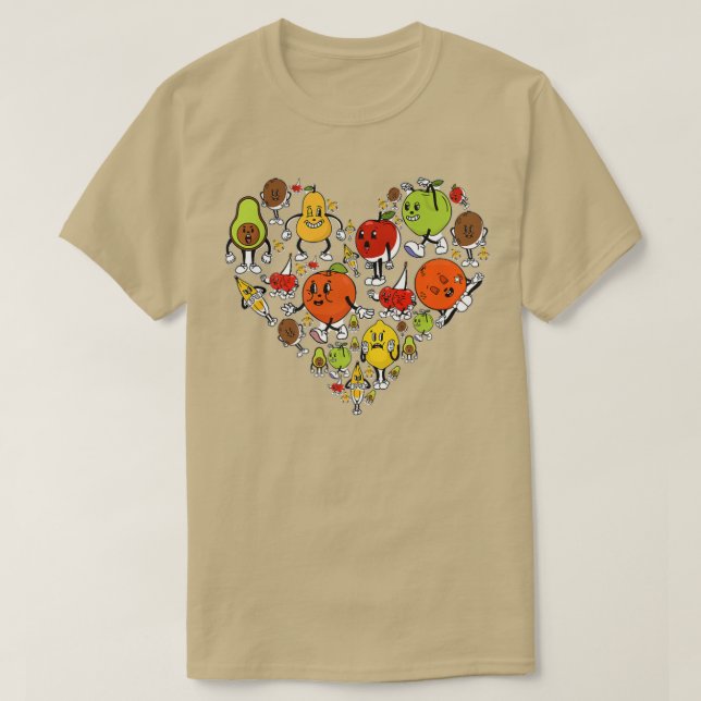 Kawaii Vegan Vegetarian Heart Fruit  T-Shirt (Design Front)