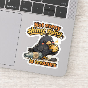 Kawaii Vintage Crow Illustration with Wise Quote Sticker