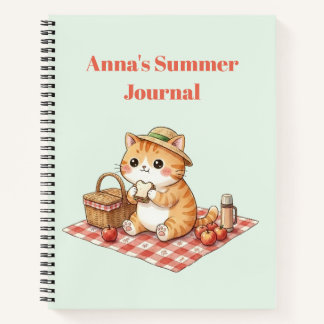 Kawaii Vintage Ginger Cat Watercolor Notebook