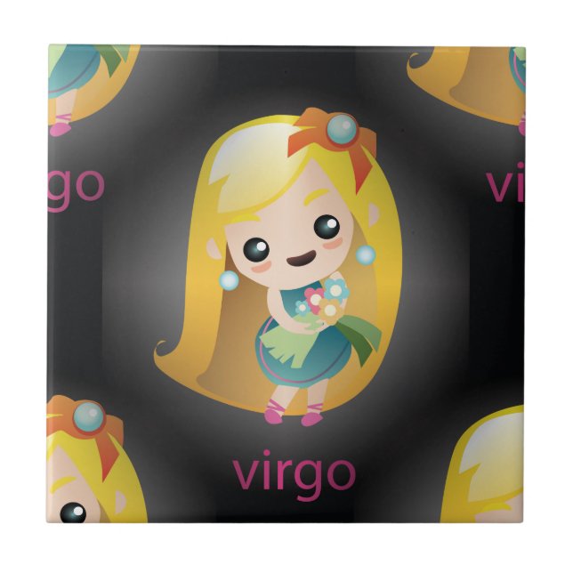 kawaii virgo ceramic tile (Front)