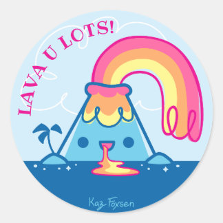 Kawaii Volcano Classic Round Sticker