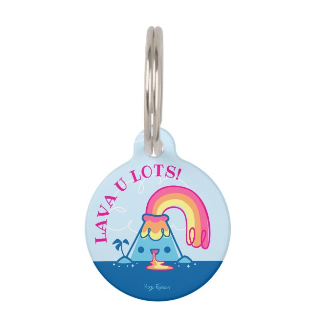 Kawaii Volcano Pet ID Tag (Front)
