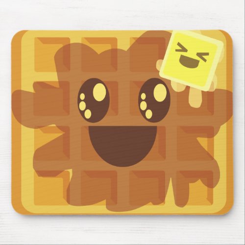kawaii waffle butter  maple syrup breakfast mouse pad