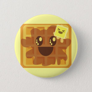 kawaii waffle butter & maple syrup breakfast pinback button
