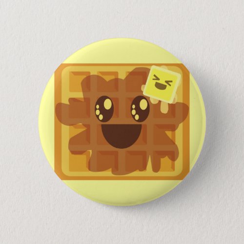 kawaii waffle butter  maple syrup breakfast pinback button