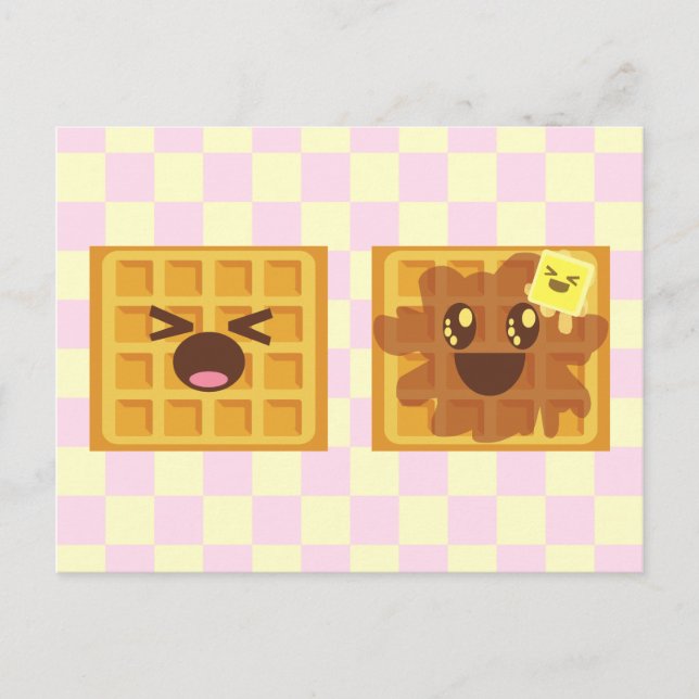 kawaii waffles good morning breakfast! postcard (Front)