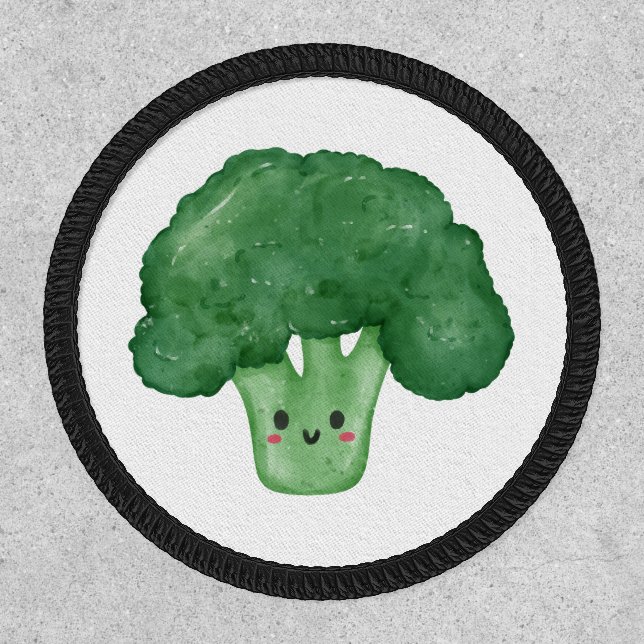 Kawaii Watercolor Broccoli Patch (Front)